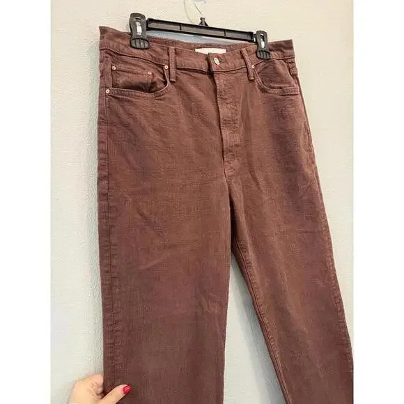 MOTHER The Rambler Zip Sneak Wide Leg Jeans In Brown